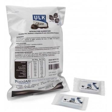 ULK Choco Integratore Alimentare di Proteine, Inulina e Vitamina D con cioccolato fondente - 30 Tavolette x 10g